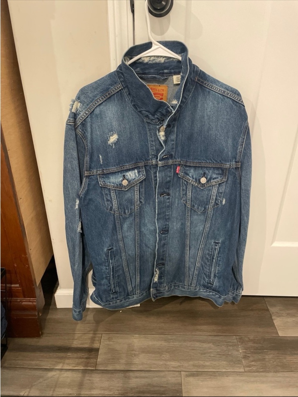 Levi's Blue Distressed Denim Shacket